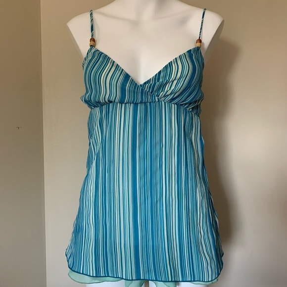 Jordache Tops - Jordache Blue Striped Sleeveless Boho Top